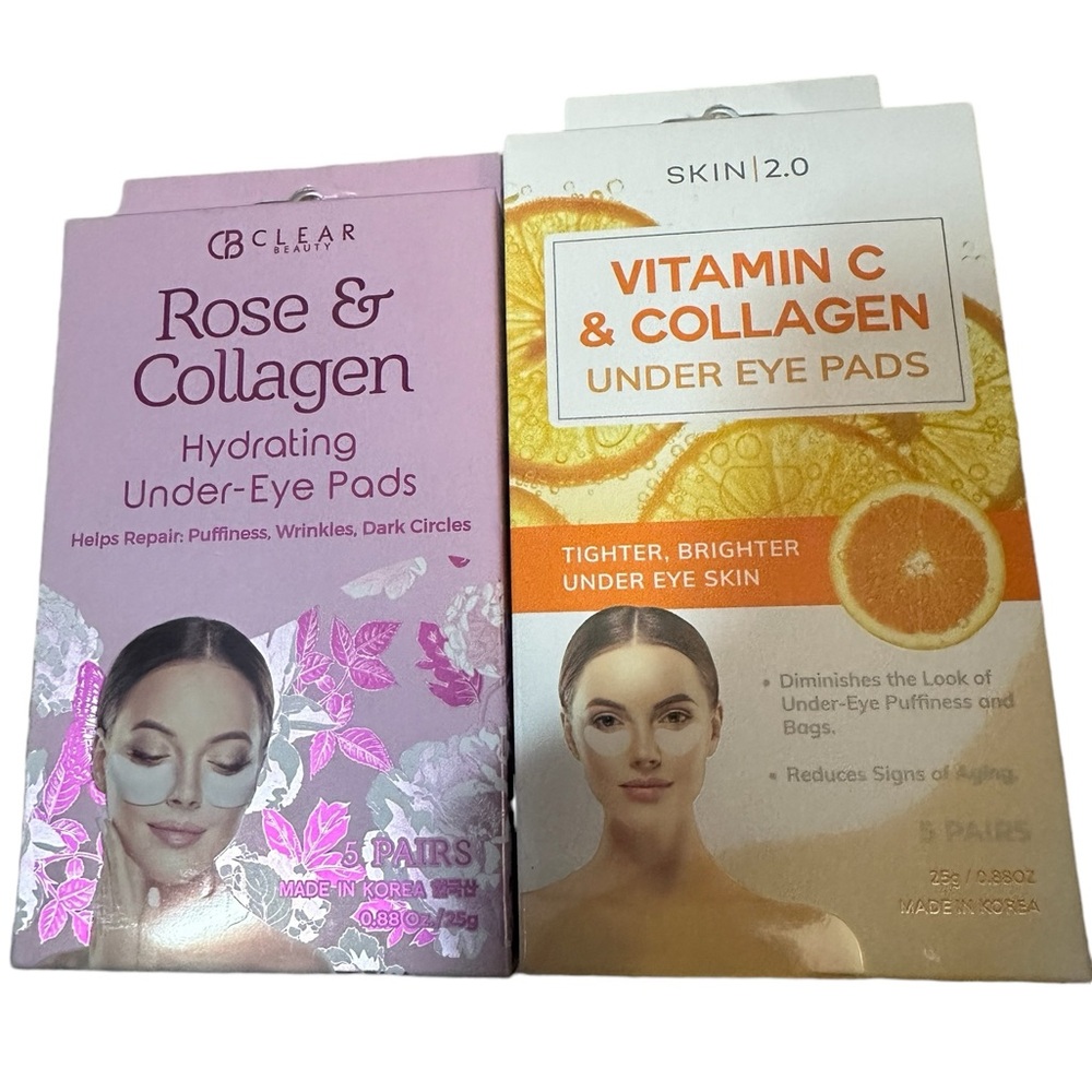 Lot 2 CB Clear Rose & Collagen & Skin 2.0 Vit C & Collagen Under Eye Pads NIB